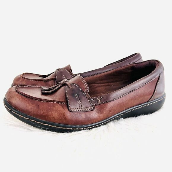 🎉Clearance🎉Collection by Clarks Brown Oiled Leather Two Tone Comfort Shoes 8.5 - Picture 1 of 9